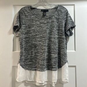 Women’s international concepts blouse top shirt grey and white size large